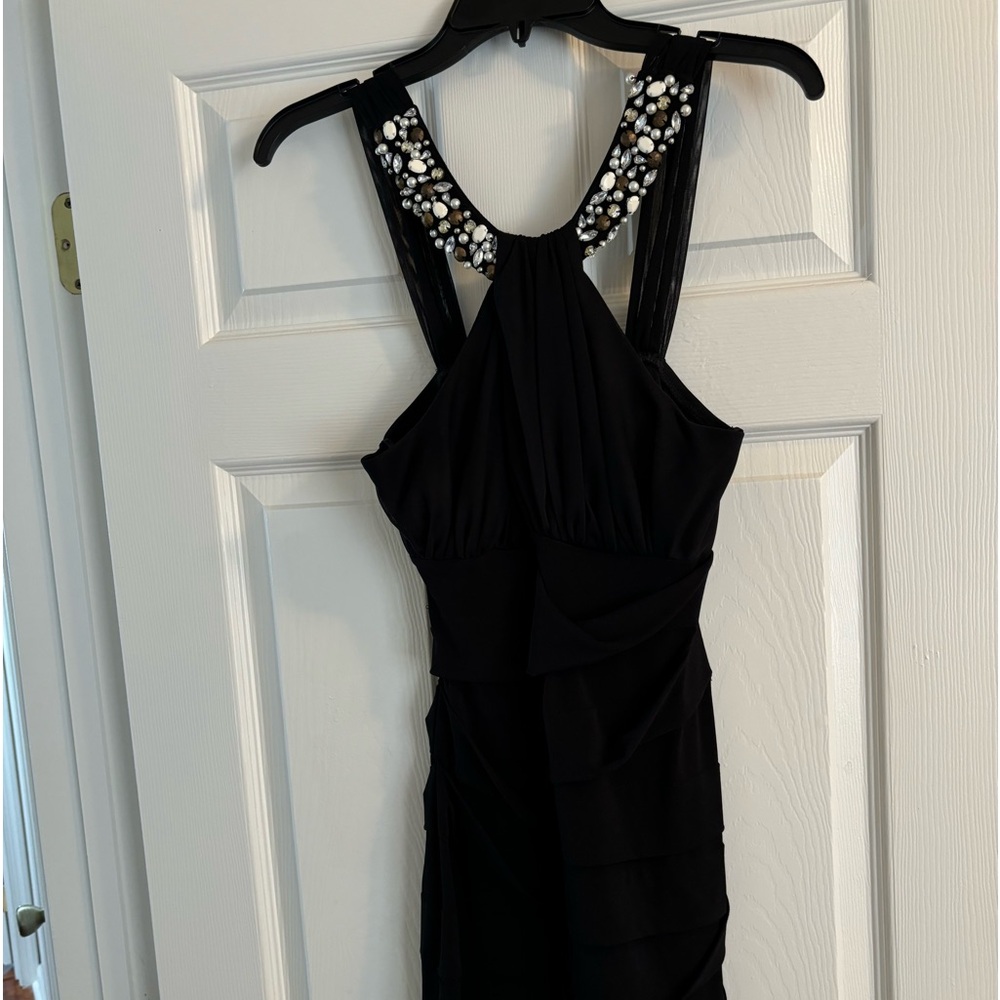 City Triangles gorgeous black bandage dress neckline beaded with stones